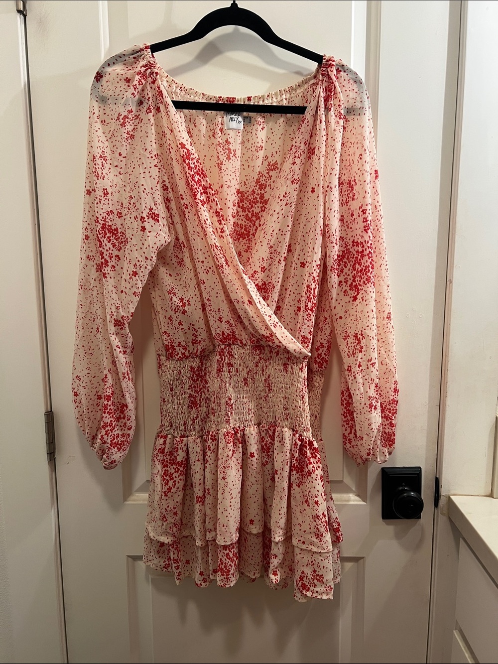Princess Polly Cream Mini Dress with Red Speckle Print